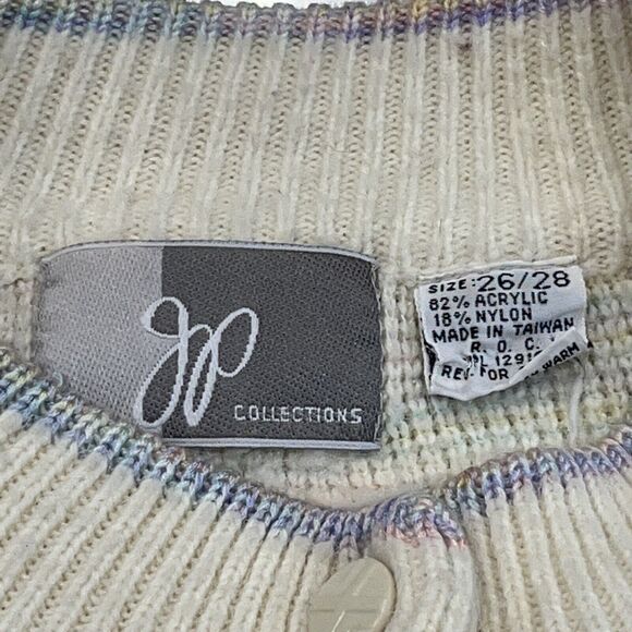 JP Collection Plus 26 / 28 Vtg Cottage Core Winter Sweater Cream Snowflakes - Picture 8 of 9